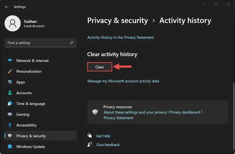 How To View And Clear Activity History On Windows 11 10 Thewindowsclub
