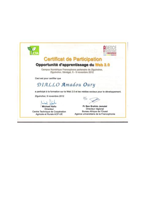 Attestation Formation Web2 0 Amadou Oury Diallo