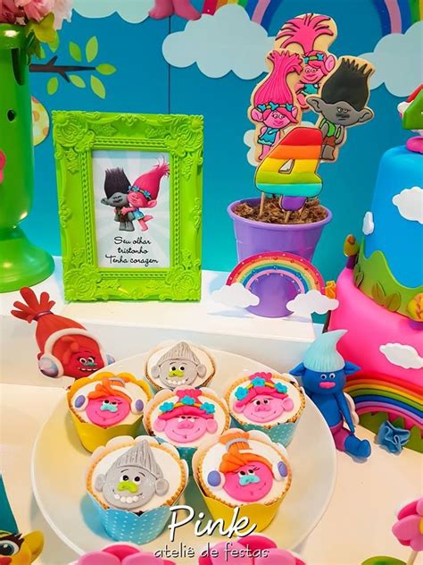 Olha Que Linda Esta Festa Trolls Decoração Pink Ateliê De Festas