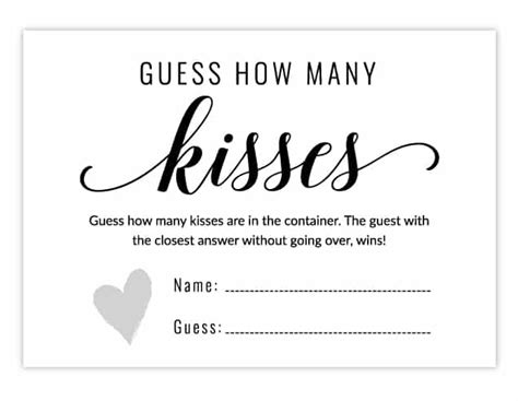 Free Printable How Many Kisses Game Free Printable Templates