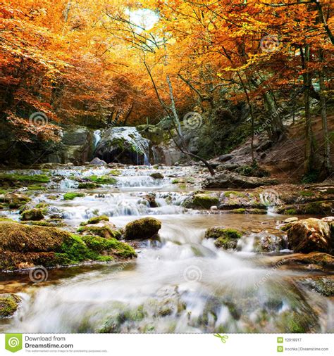 Waterfall In Autumn Forest Royalty Free Stock Photography