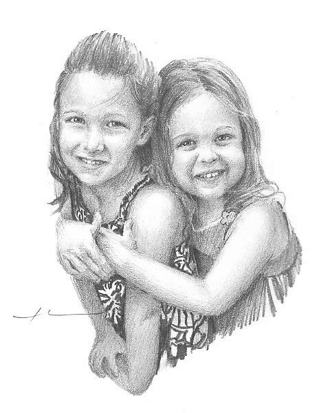 Sisters Hugging Drawing By Mike Theuer Redbubble