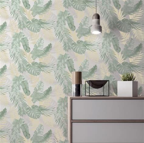 Jasmine garden wallpaper navy arthouse 297800. Arthouse Soft Tropical Palm Leaves Vinyl Textured ...
