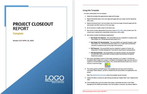 Download Project Closeout Report Template