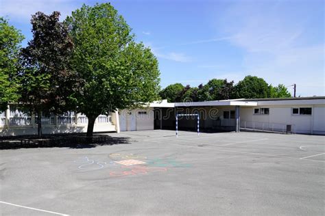 Preschool Building Schoolyard Exterior With School Playground Building