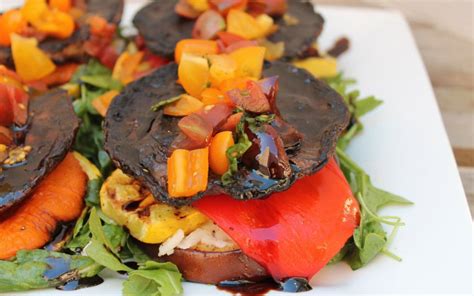 These Portobello Stacks Are Served On A Bed Of Arugula And Topped Them