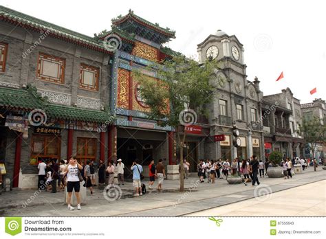 Famous Qianmen Shopping Walking Street In Beijing Editorial Stock Photo