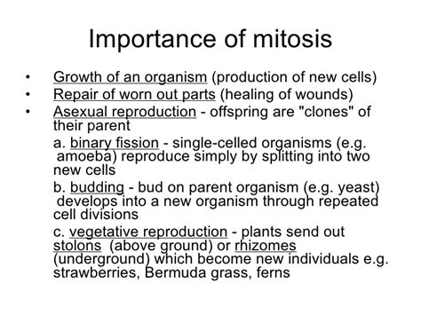 We surveyed a random sample of published animal experiments from 2011 to 2016 where interventions were applied to parents and effects examined in the offspring, as regulatory authorities provide clear guidelines on replication with such designs. Chapter 18 Cell Division Lesson 4 - The Importance of Mitosis