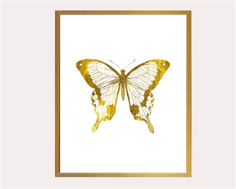 Gold Butterfly Printable Wall Art Girl Nursery Butterfly Etsy