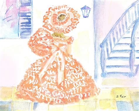 Southern Belle In Peach Dress Painting By Jerry Fair Fine Art America