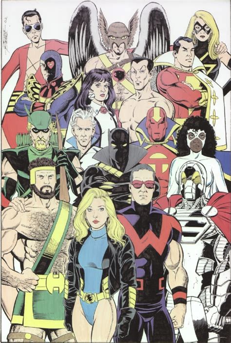 George Perez Jlaavengers Illustration Hand Colored Print In The