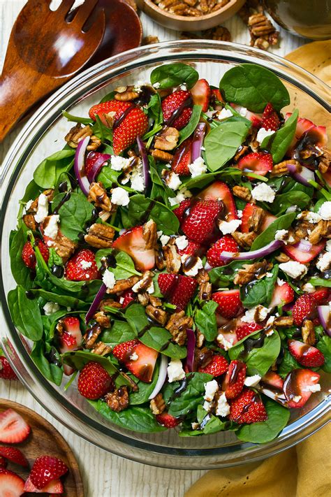 Serve remaining dressing on the side. Strawberry Spinach Salad with Candied Pecans Feta and ...