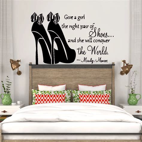 Art Bedroom Wall Sticker Words Inspirational Quote Merlin Monroe Shoes Fashion Home Decor Vinyl