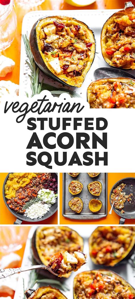This satisfying vegetarian main course features three kinds of root vegetables—and a delicious spicy, crunchy. Stuffed Acorn Squash (Vegetarian Thanksgiving Main Course ...