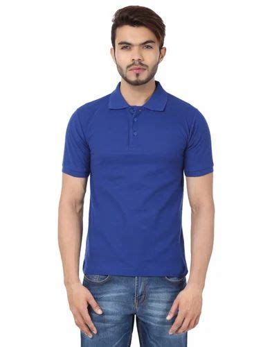 Cotton Plain Royal Blue Polo Neck T Shirt At Rs 250piece In New Delhi