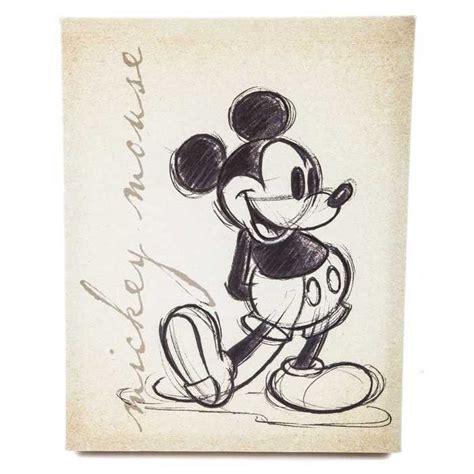 Tan Vintage Mickey Mouse Canvas Wall Art Mickey Mouse Sketch Mickey