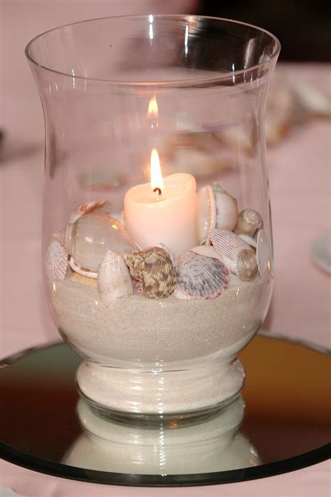 Candle Idea Beach Wedding Centerpieces Seashell Wedding Beach