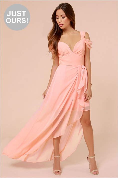 Lulus Exclusive Candied Petals Peach Maxi Dress Bohemian Bridesmaid