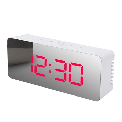 Usb Powered Alarm Clock Portable Modern Battery Operated Mirror Clock Large Digital Led