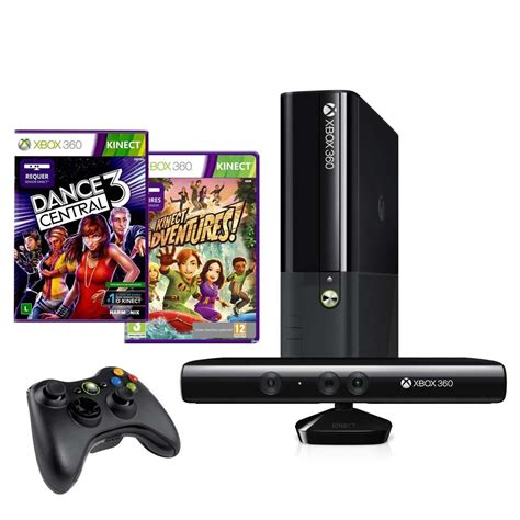 Console Microsoft Xbox 360 4gb Kinect Controle Wireless Jogo Kinect Adventures Jogo