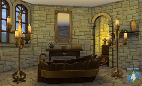 Sims 4 Medieval And Fantasy The Sims Sims Cc Wooden Bathtub Wooden