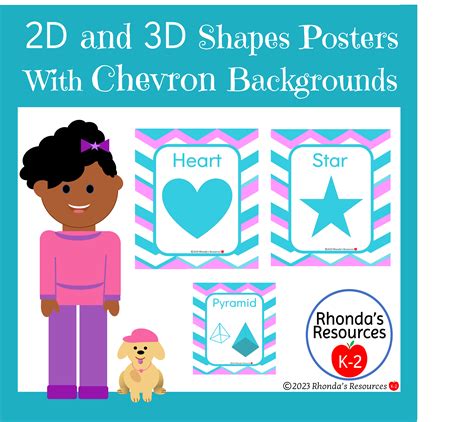 2d And 3d Shapes Posters With Chevron Background Made By Teachers