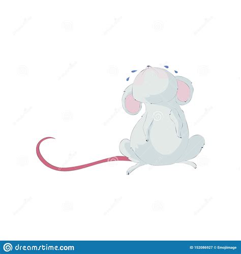 Cute Cartoon Rat Crying Vector Illustration On White Background Stock
