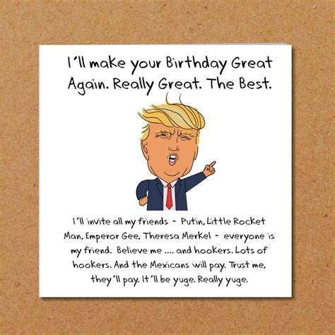 Donald Trump Birthday Card Make America Great Again Theme Etsy