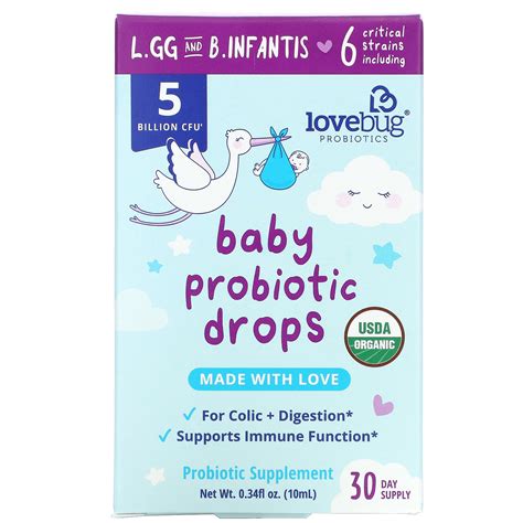 Lovebug Probiotics Baby Probiotic Drops 5 Billion Cfu 034 Fl Oz 10