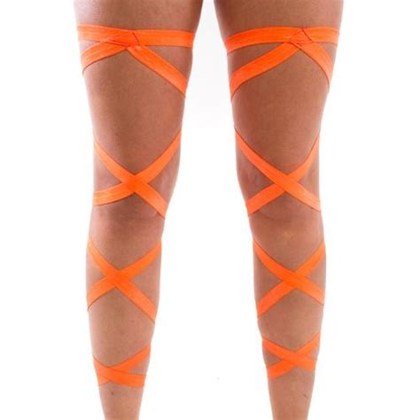 Pair Of Raveready Neon Orange Leg Wraps Rave Fluffies Wraps Neon