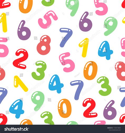 Cartoon Background Colorful Numbers Seamless Vector Stock Vector
