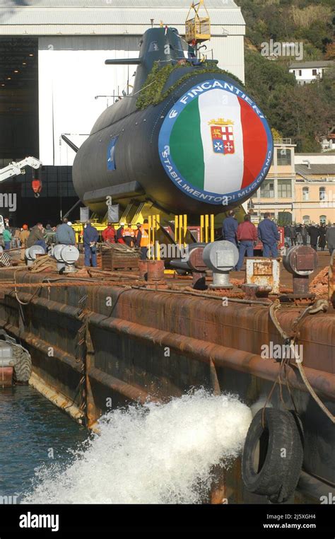 Launch Of The Scirè Submarine For The Italian Navy At The Fincantieri
