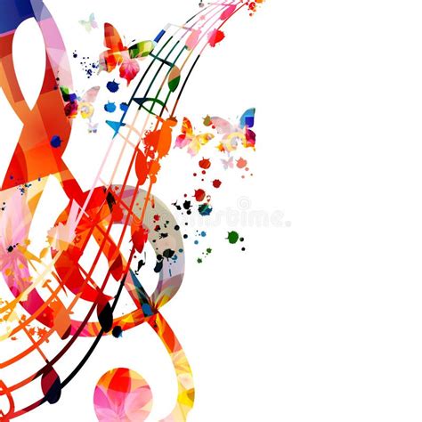 Colorful Music Promotional Poster With G Clef And Music Notes Isolated