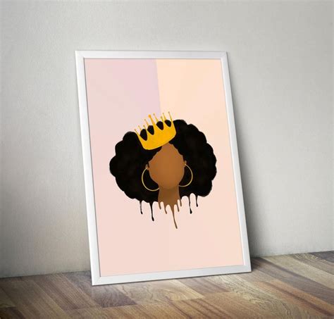 Black Queen Printable Art Afro Art African American Art Etsy Black