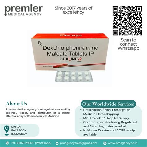 Dexchlorpheniramine 2Mg Maleate Tablets Ip Dexline 2 For Clinic At Rs