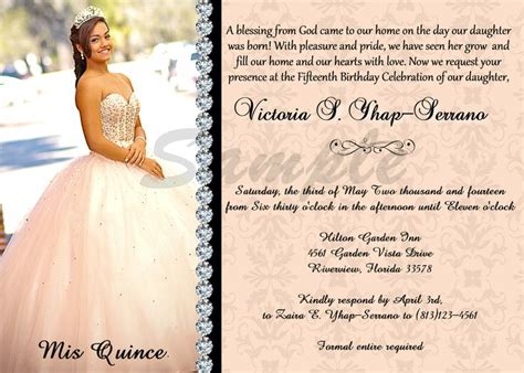 quinceanera invitation sweet  peach color digital