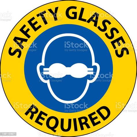Tanda Lantai Kacamata Safety Diperlukan Ilustrasi Stok Unduh Gambar