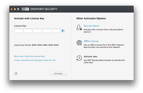 Product Activation Eset Endpoint Security For Macos Eset Online Help