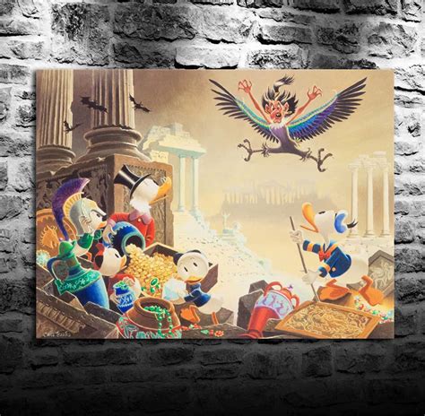 Scrooge Mcduck Donald Duck And Three Ducklings Canvas Painting Living