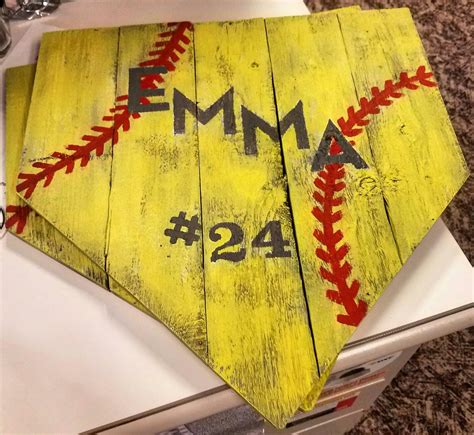 Maybe you would like to learn more about one of these? DIY pallet Wood softball signs | Softball sign, Diy signs ...