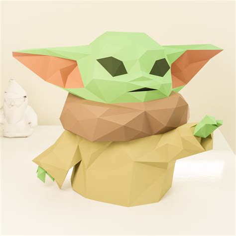 Baby Yoda Star Wars Papercraft Diy Paper Craft Model Etsy Uk
