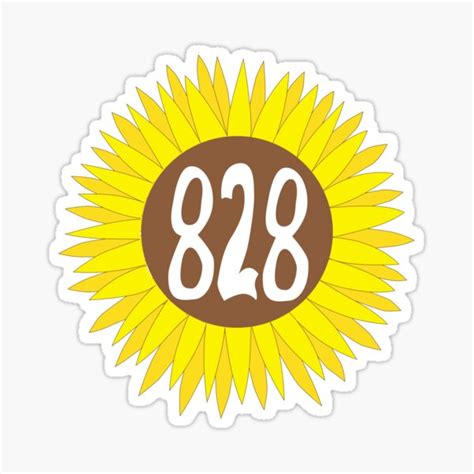 Hand Drawn North Carolina Sunflower 828 Area Code Sticker For Sale By