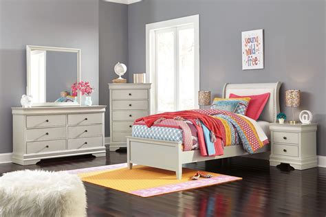 Jorstad Gray Youth Upholstered Sleigh Bedroom Set From Ashley Coleman