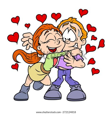 Happy Young Valentine Cartoon Couple Stock Vector Royalty Free