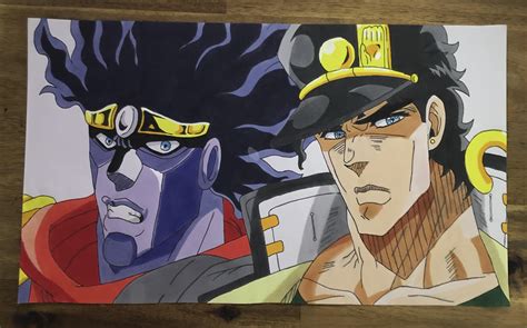 Finished My Drawing Of Jotaro And Star Platinum I Only Have Giorno And
