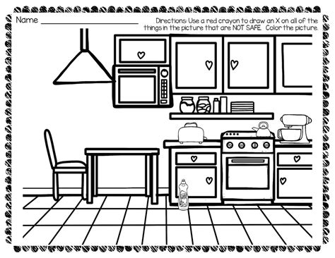Kitchen Worksheet Kindergarten Find Correct Shadow Of Kitchen