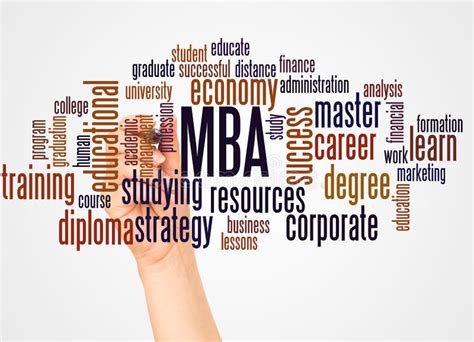 Mba Word Cloud And Hand With Marker Concept Stock Illustration