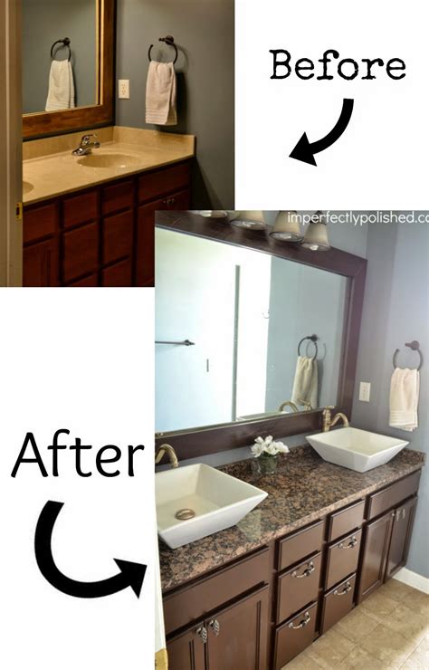 Add a splash of color with a fun rug or contemporary art on the walls and all the sudden you'll be primping a little longer in your updated space. 7 Best DIY Bathroom Vanity Makeovers | Pneumatic Addict