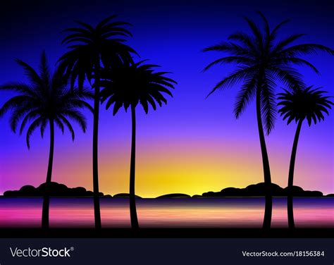 Silhouette Of Palms On Tropical Sunset Royalty Free Vector