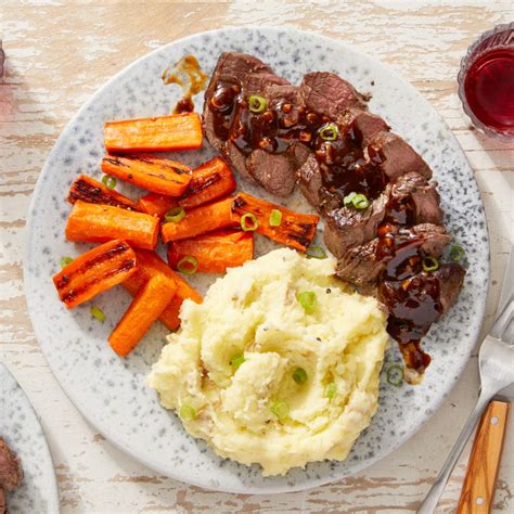 Recipe Seared Steaks And Mashed Potatoes With Roasted Carrots And Homemade